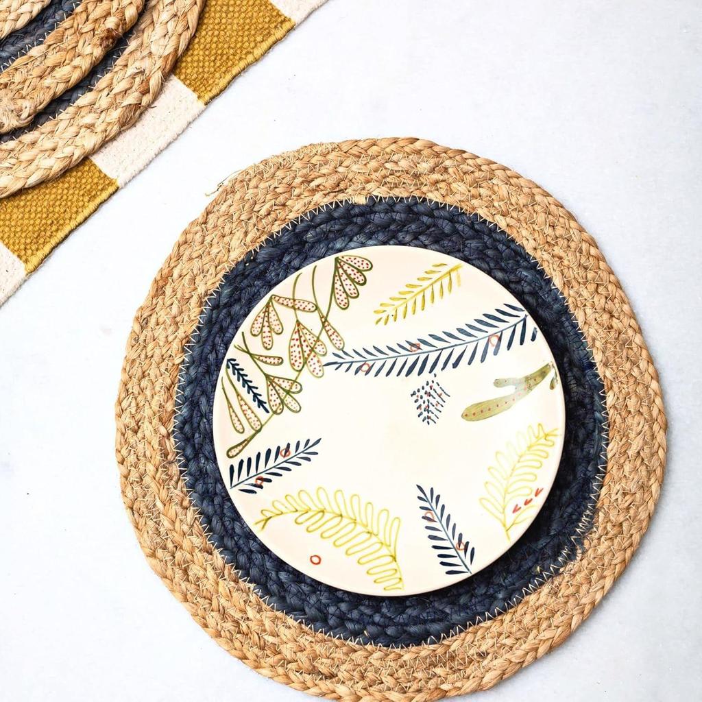 Set of 4 Dining Table Mat 30cm Round Mat - Blue (Solid) | Used As Centre Table Décor placemat/House Warming Gifts for New Home