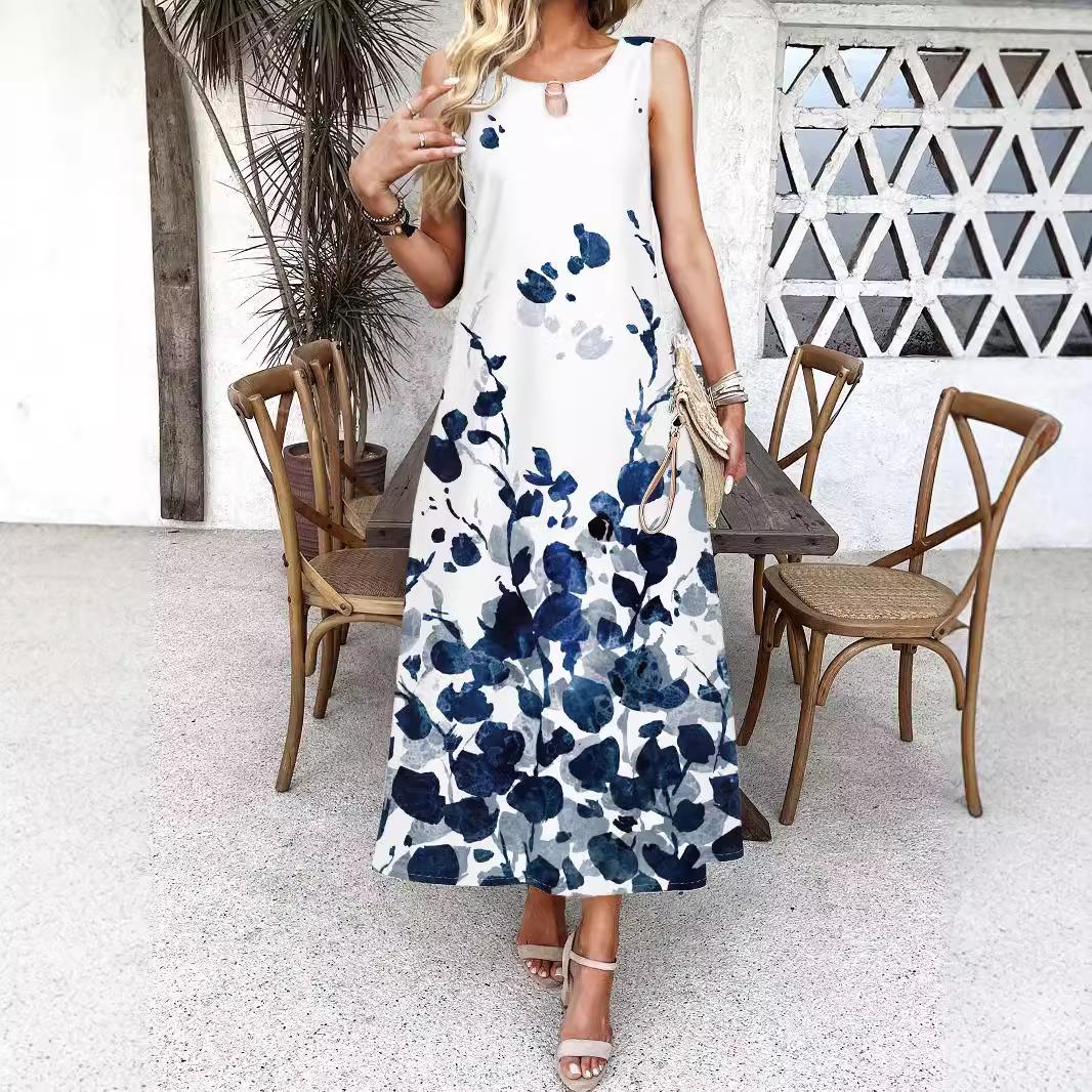 

Bohemian Floral Print Sleeveless Women s Long Dress M