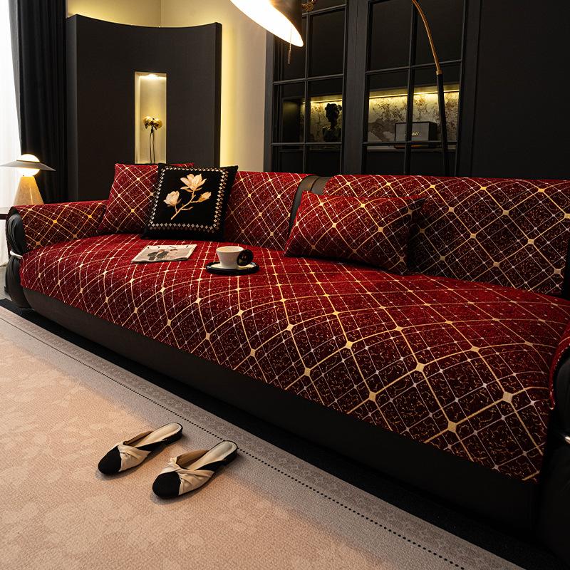 Chenille Sofa Cover Simple Four Season Universal Non Slip Comfortable Sofa Cushion Living Room Decoration Soft Cover Cloth Towel