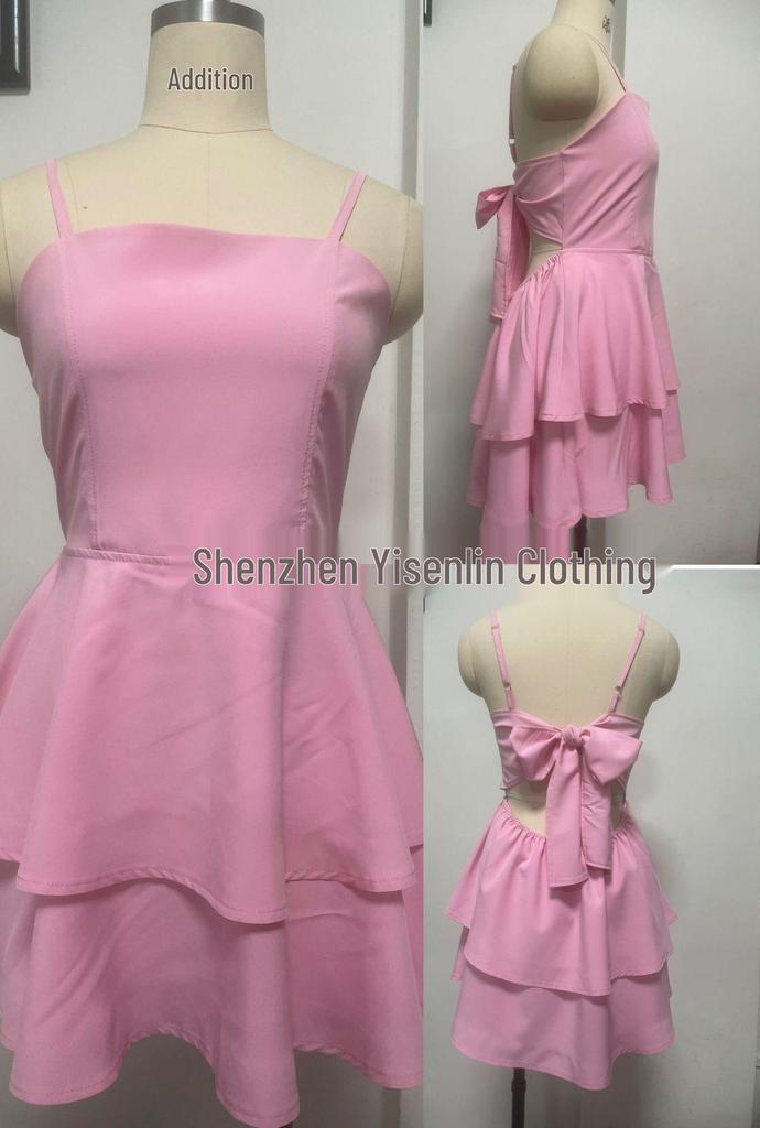 2024 European & American Style Backless Bow Sling Mini Dress