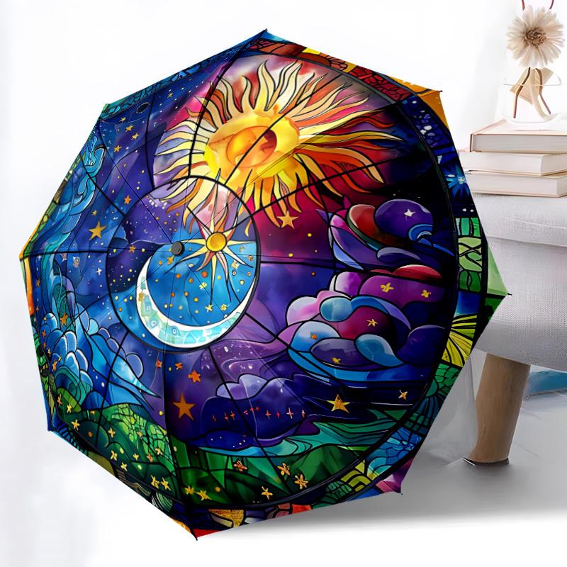 1PC Celestial Design Automatic Open/close, All-Season Portable Folding Umbrella for Women & Men yy250919138