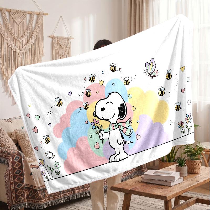 Warm Flannel BlanketSnoopy Peanuts Soft Cozy Throw Blanket for Bedroom Couch