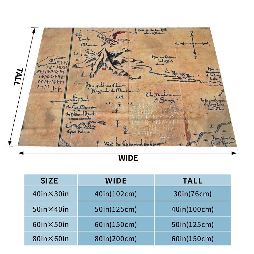 L-Lords Of The R-Rings Middle Earth Map Fuzzy Blanket Custom Throw Blankets for Sofa Bedding Lounge 125*100cm Bedspread