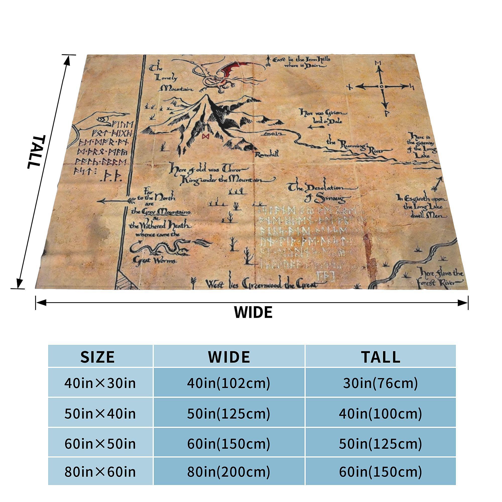 

L-Lords Of The R-Rings Middle Earth Map Fuzzy Blanket Custom Throw Blankets for Sofa Bedding Lounge 125*100cm Bedspread 30x40in