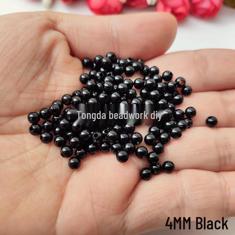 Pure Black Acrylic Beads for DIY Jewelry Making - Handmade Straight Hole Beading Accessories
