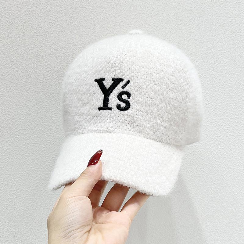 Casual and Versatile Lambswool Peaked Hat for Women, Winter Korean Fashion Trendy Embroidered Letter Baseball Cap