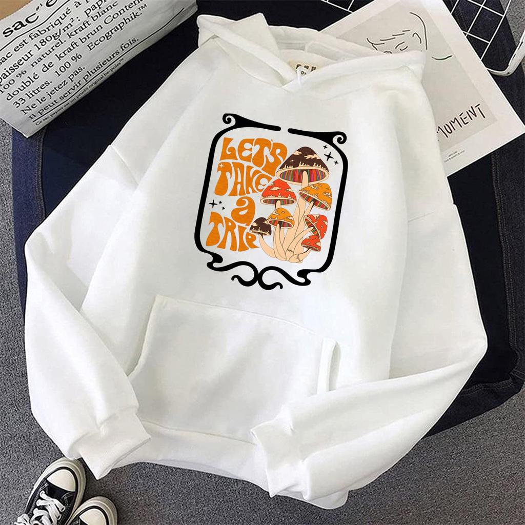 Women's Fashion Casual  Print Hooded Sweatshirt Loose Sports Tops Pullover