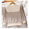 Girls Autumn Striped Navy Collar Long Sleeve T Shirt Fashion Casual Top For Big Kids