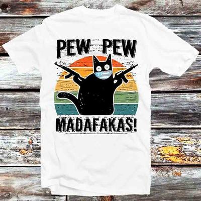 Pew Pew Madafakas Meme Katze Gesichtsmaske T-Shirt B665