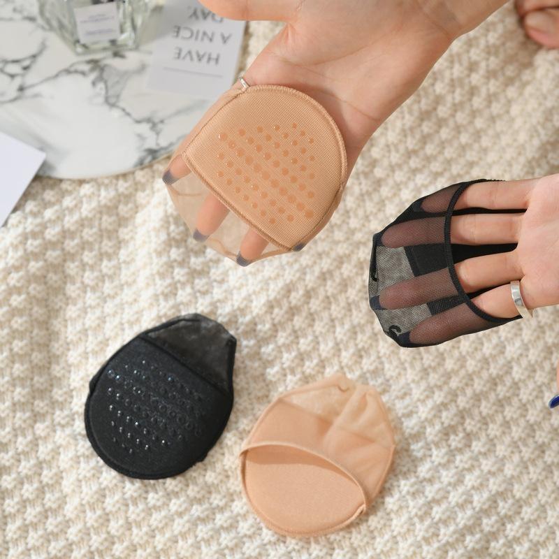 1 Pair Summer High Heels Cushions Half Palm Socks Invisible Forefoot Insoles Anti-slip Silicone Dotted