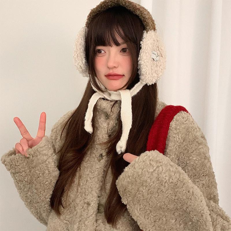 Fashion Cute Rolled Plush Earmuffs For Women New Winter Style For Outdoor Cold Protection Thickened Warm Earmuffs With Straps