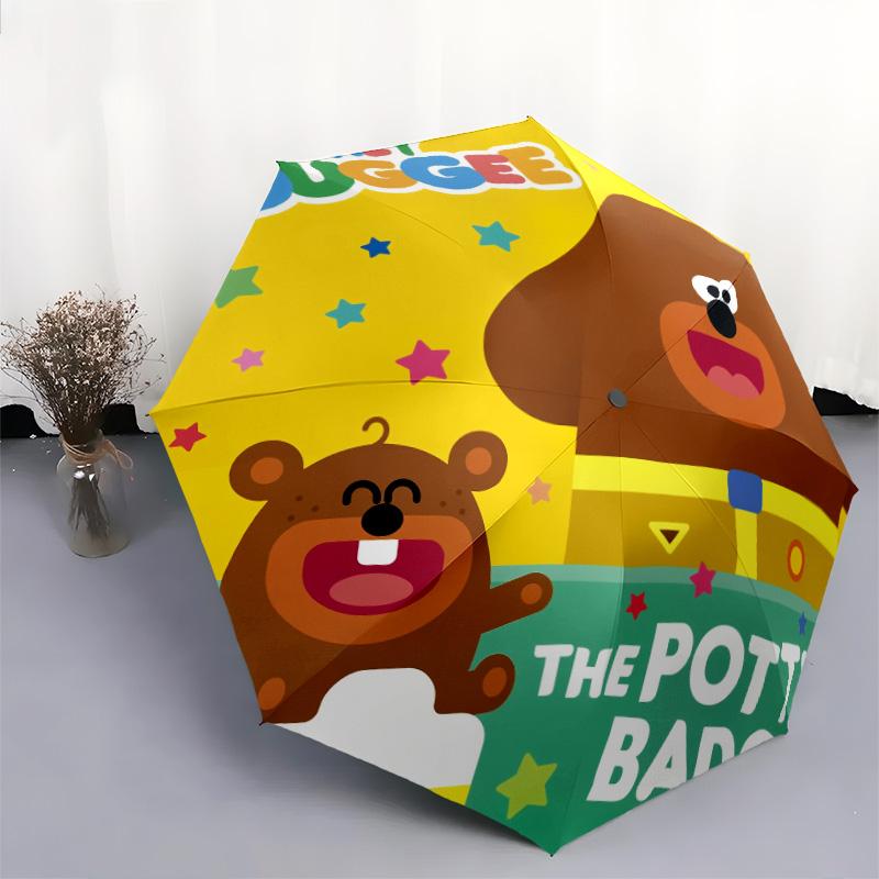 Hey Duggee  Pattern, Automatic Folding Umbrella, Portable and Foldable Design, 8 Ribs, a Christmas or Birthday Gift.