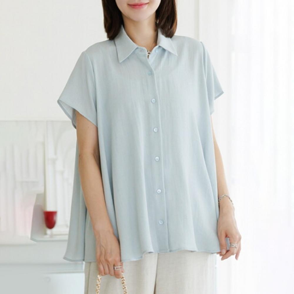 Dedra 88size Slit Linen Blouse Tbf3408