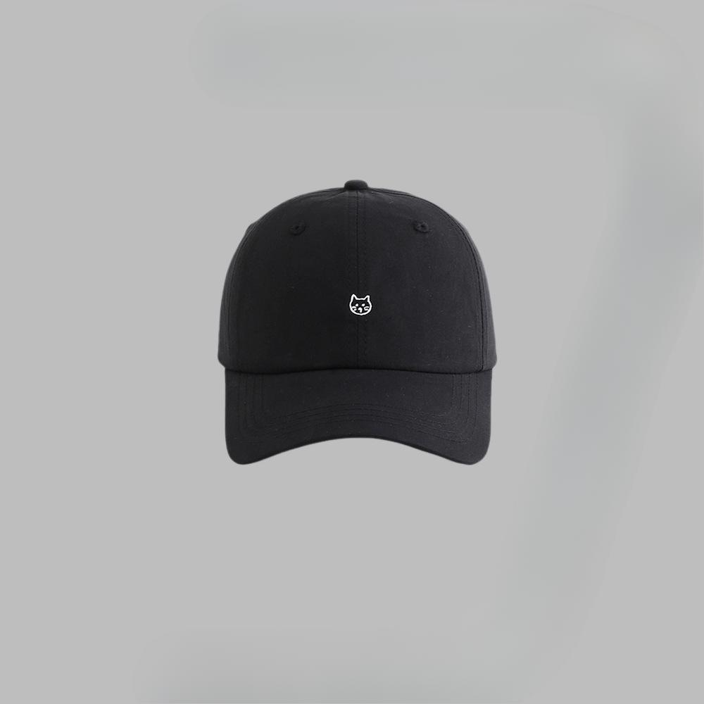 Cute Kitten Embroidered Baseball Cap with Wide Brim and Big Face Showing Small Face Suitable for Women's Japanese Baseball Cap