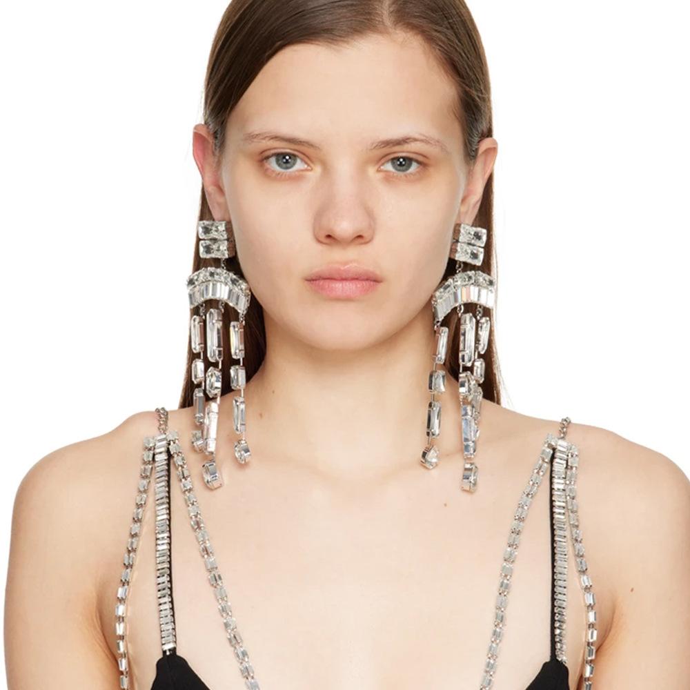 Fracus Earrings Rhinestone Shining Personality Exaggerated High -end Fashion  Banquet Party Dress Earrings  buy at low prices in the Joom online store