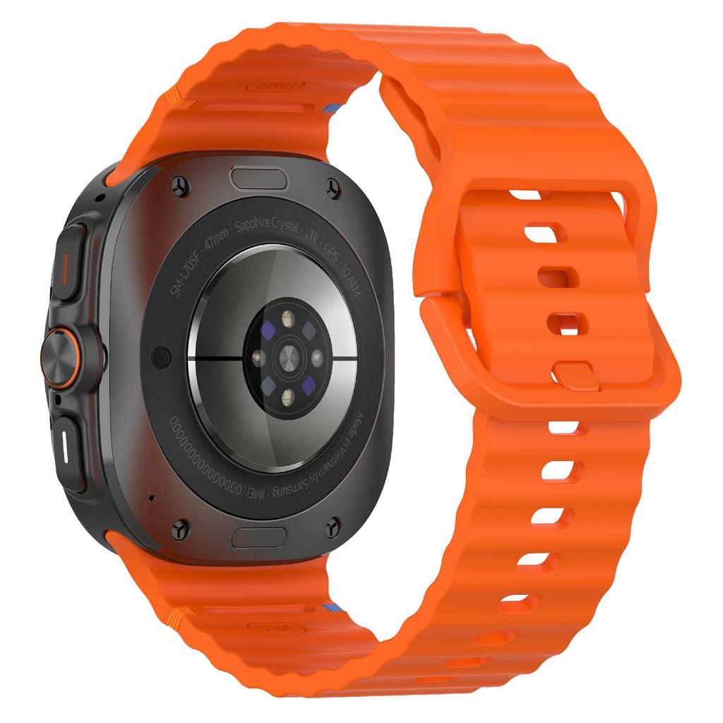 For Samsung Galaxy Watch Ultra 2 49mm/Watch Ultra 47mm Watch Band Wave Pattern Stitched Design Silicone Wrist Strap