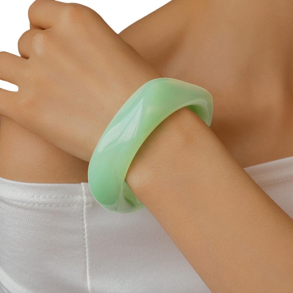 Bohemian Acrylic Bangle Smudging Retro Hand Ring Cute Irregular Wide Bracelet  Decoration