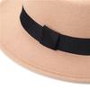 Unisex Retro Geruit Lint Brede Rand Fedora Hoed, Brits Plat Top Wol Ontwerp, Herfst/Winter Zonbescherming