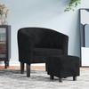 VidaXL Fauteuil Cabriolet avec Repose-pied, Chaise avec Accoudoirs, Canapé avec Dossier, Siège Rembourré Salon Chambre, Noir 356479