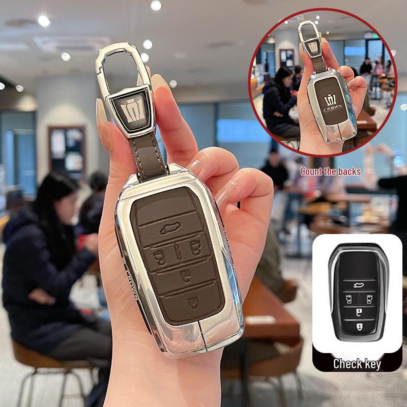 Premium Metal & Leather Key Case for 14th Gen Toyota Crown