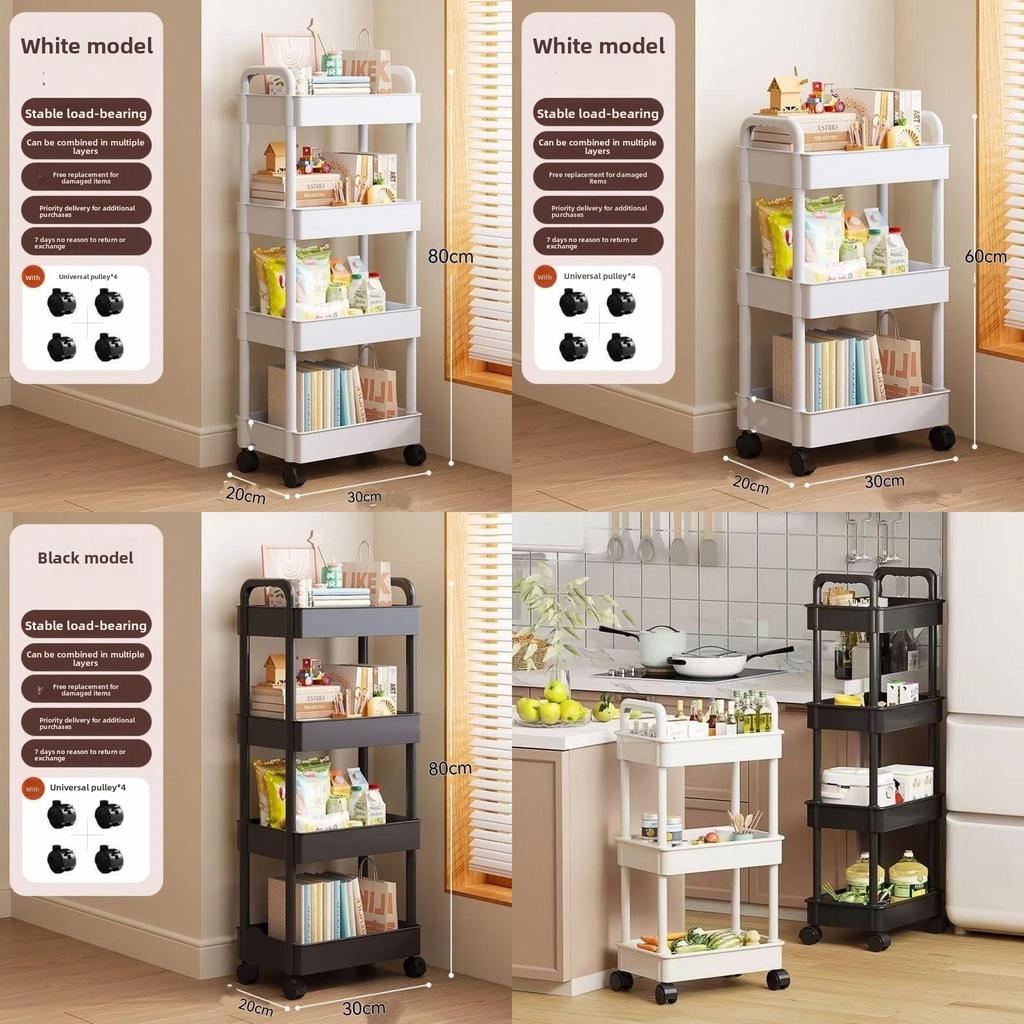 Mały wózek do przechowywania z składanymi, obrotowymi, mobilnymi półkami do organizacji kuchni i sypialni