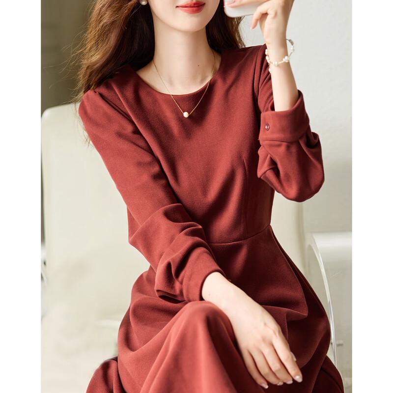 Demana Elegant Collection Round Neck A-Line Knit Midi Dress
