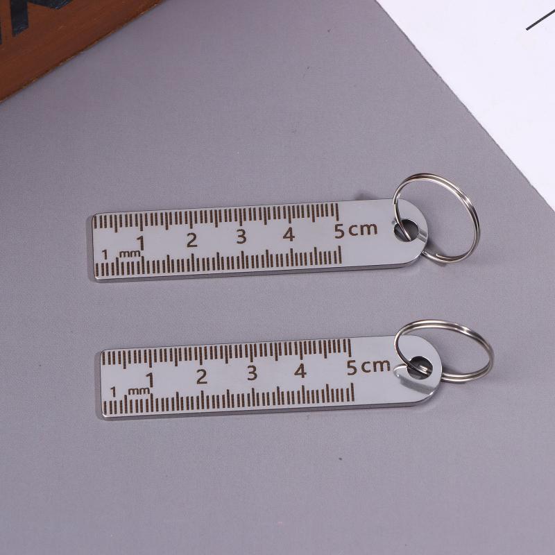 1PCS Stainless Steel Mini Ruler With Keychain - Measuring Tool For Office And School Supplies (Anti-Loss Measuring Ruler)