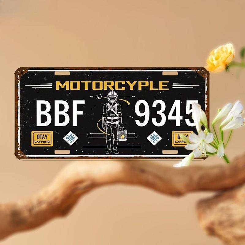 Motorcycle Souvenir License Plate, Metal Auto Wall Decor 15x30cm