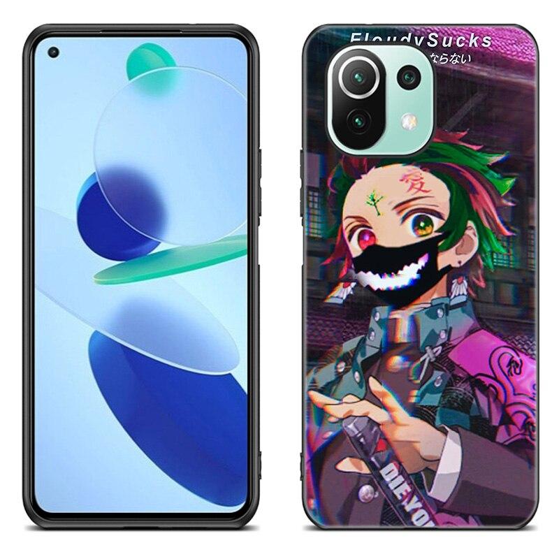 Anime Demon Slayer tanjiro Case For Xiaomi Mi 11 Lite NE 11i 10T 11T Pro A2 A3 Lite POCO F3 M3 M4 C31 X3 Pro NFC GT Black Cover