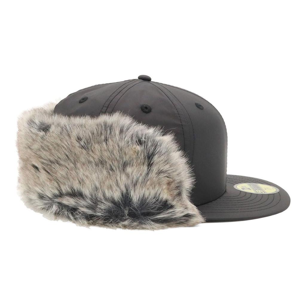 New Era 59FIFTY Flap Down Outdoor Solid Size 7 OD Water Repellent Fur Black Cap, Black, 3/8, 5950FD,