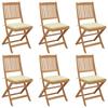 Folding Garden Chairs Set of 6 with Cushions Acacia Wood
