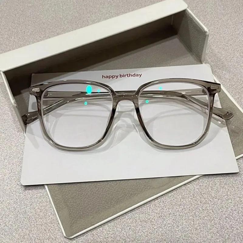 Trendy Olive Green Square Finished Myopia Eyeglasses for Ladies Men Ultralight PC Frame Anti Blue Light Prescription Eyewear