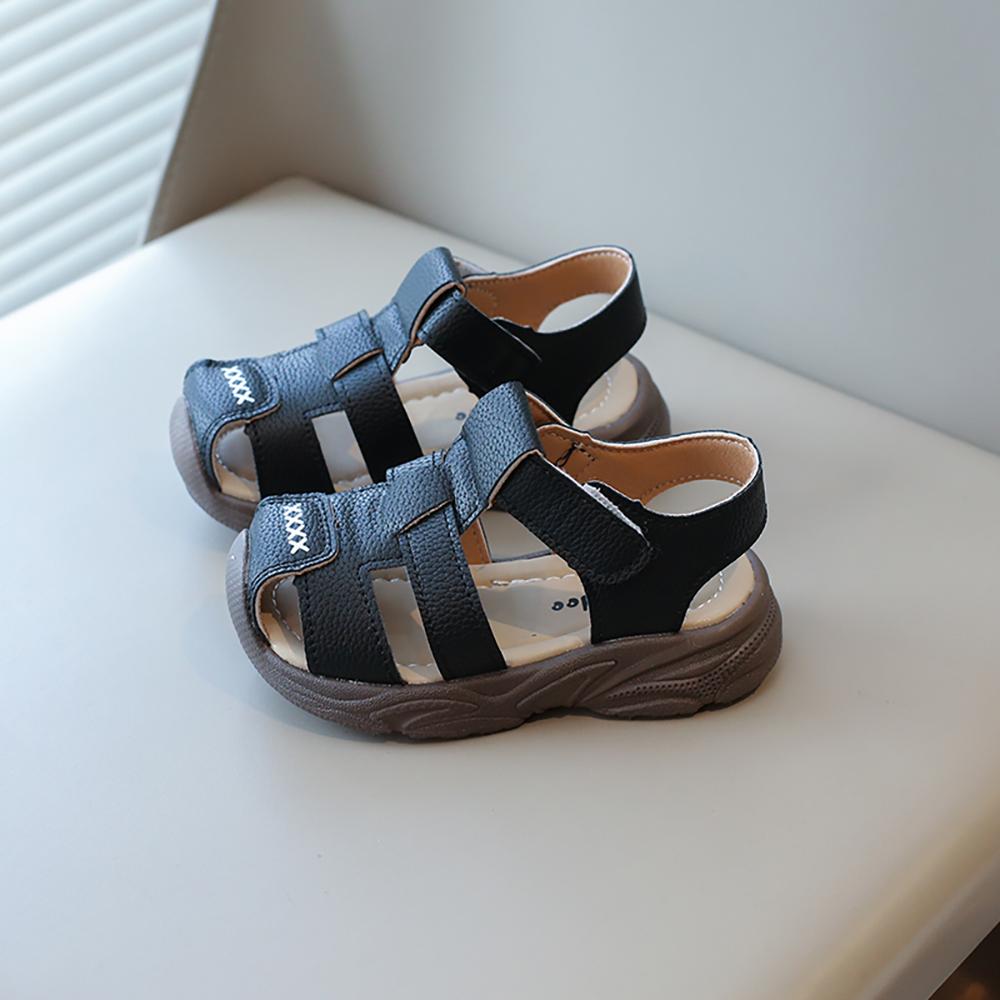 

Summer Sport Sandals For Children PU Leather Vintage Boy s Sandals Soft-soled Anti-slippery Kid s Sandals Fashion Summer Shoes 22 чорний