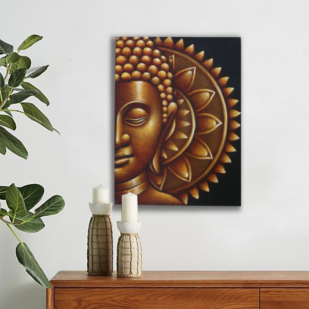 Buddha Canvas Wall Art Gold Mandala 60x80cm