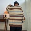 Japanese lazy retro striped sweater men's and women's coats autumn and winter 2025 new loose knitted cardigan top
