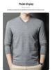 Men's Casual V-Neck Solid Color Knit Sweater - Autumn/Winter Long Sleeve Base Layer
