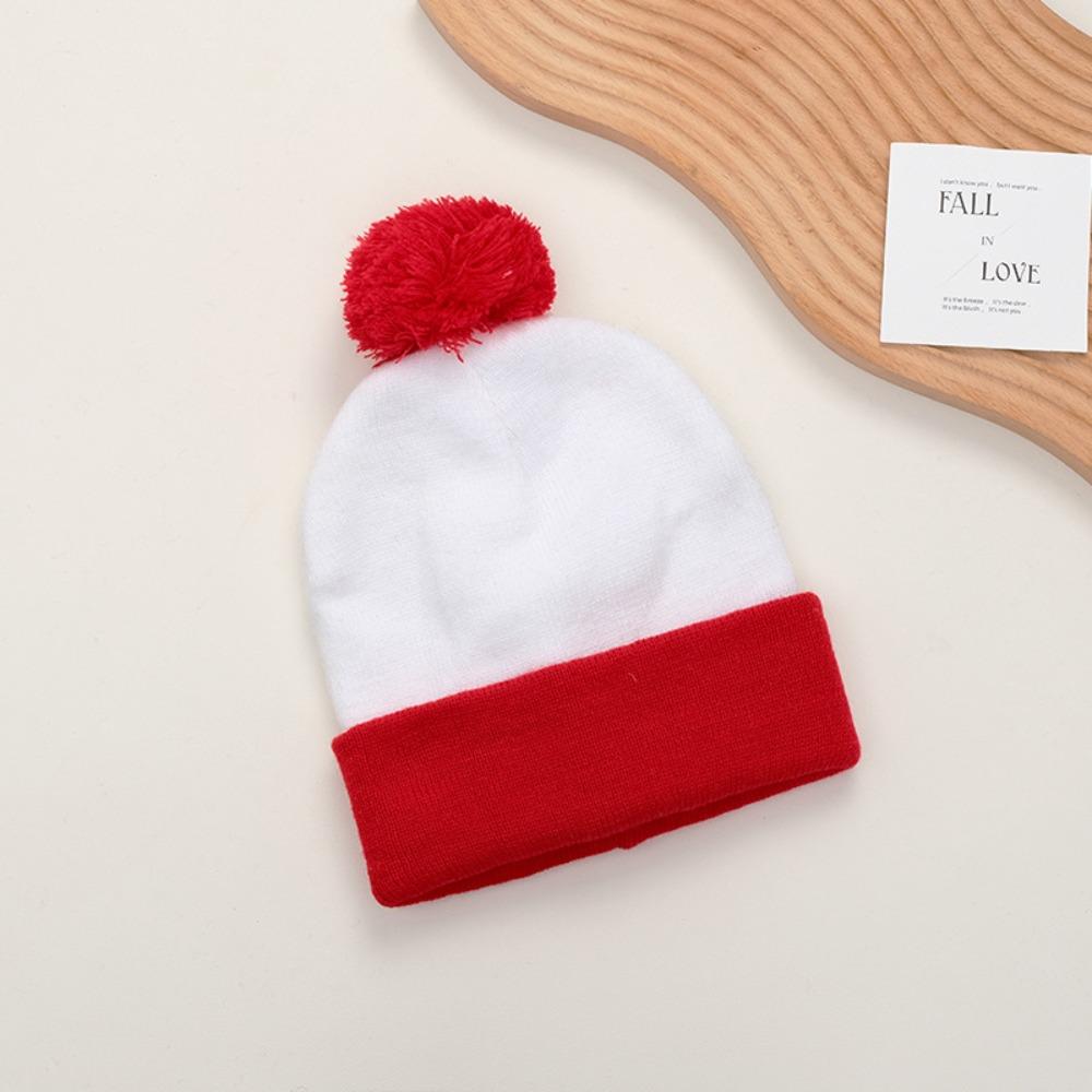 Color Matching Knitted Hat Elasticity Pullover Cap Fashion Beanies Cap  Autumn Winter