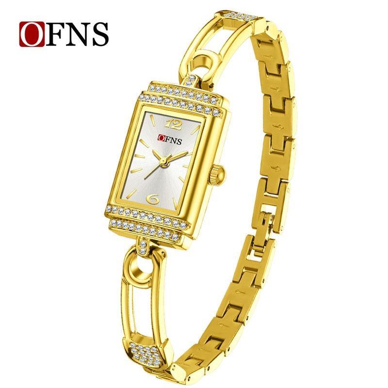 

Fashion Rectangle Women Watches Ladies Rhinestone Quartz Watch Waterproof Alloy Strap Wristwatch Reloj Mujer золотий/білий