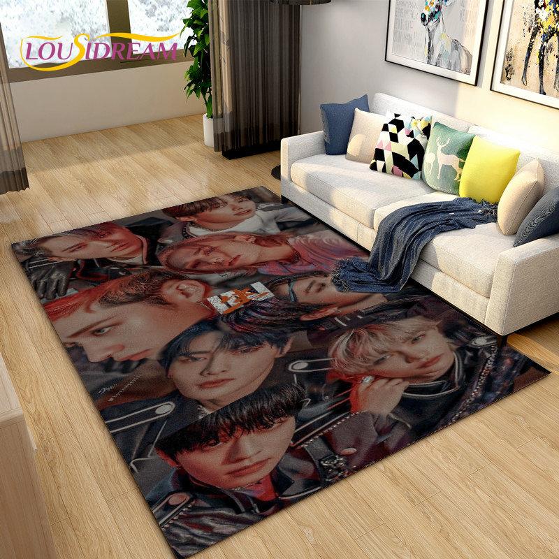 Stray Kids Kpop Singer Area Rug Large,Carpet Rug for Living Room Bedroom Sofa Doormat Decoration, Kids Play Non-slip Floor Mat