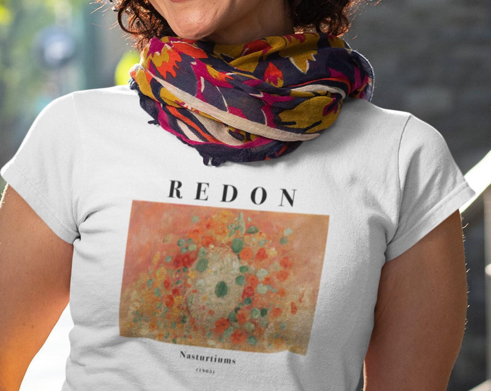 Nasturtiums Art T-Shirt by Odilon Redon - Symbolism Impressionism XL
