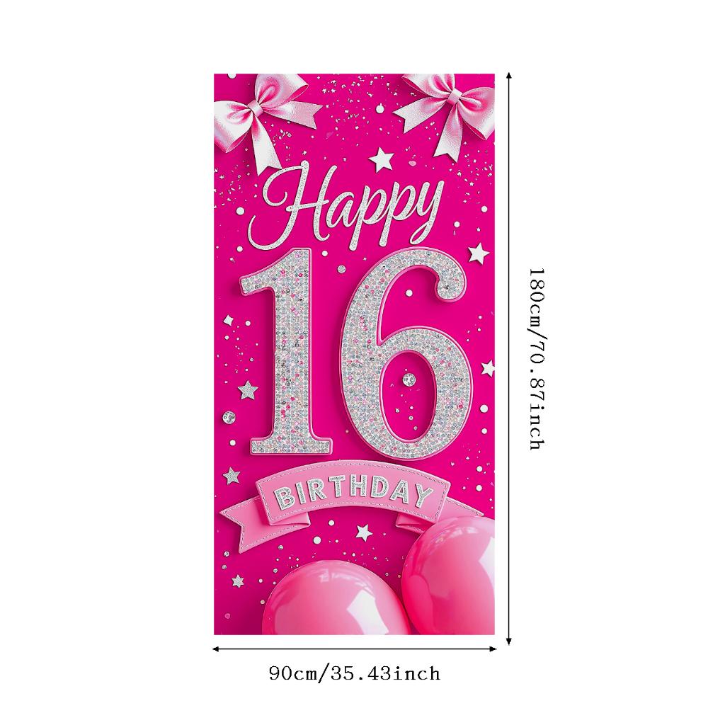 

Happy 16th Birthday Banner Sparkling Design Teen Birthday Banner Sweet 16 Banner Pink Theme For Photo Shoot Party Decor Indoor