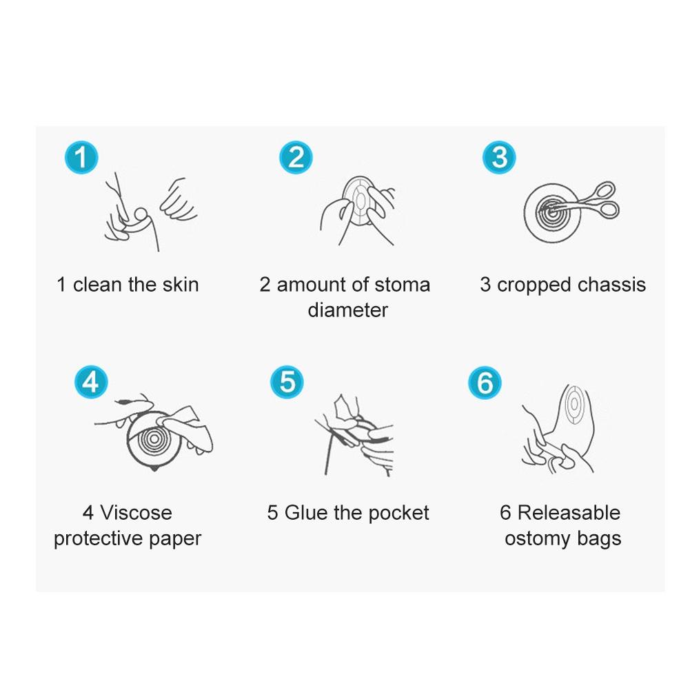 10pcs One Piece System Drainable Ostomy Bag Pouch Stoma Cover Urine 20 60mm Opening(Clip Type )