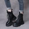 Women Genuine Leather Short Boots Round Toe Motorcycle Boots Handmade Retro Street Style Winter Warm Fur Women Flats Ankle Boots