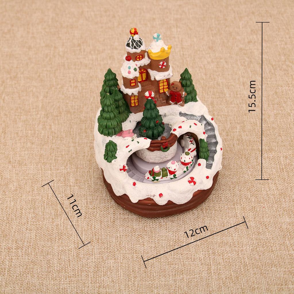 Christmas House Village Electric Music Box Glowing Christmas Snow Village Santa Claus House Miniature Ornaments Xmas Decor