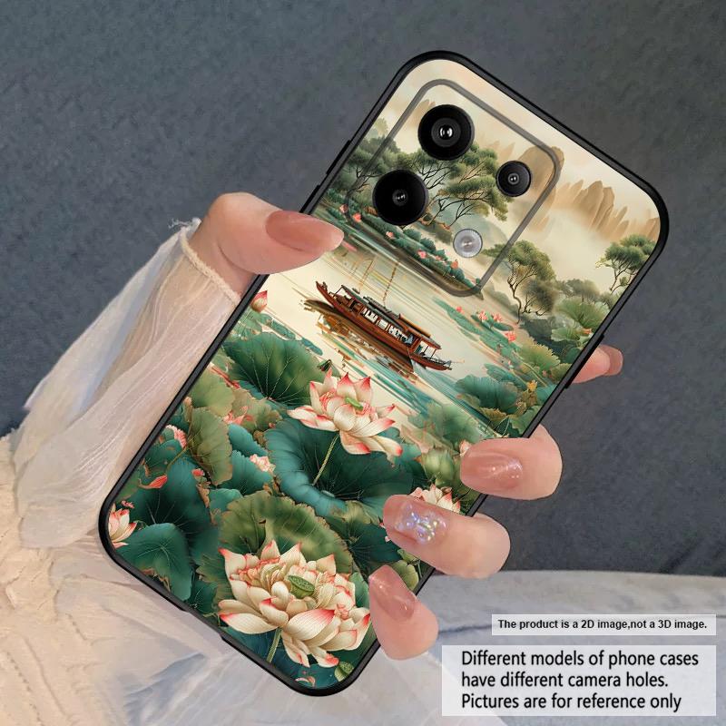 Ship and Red Lotus For Redmi Note 9 9S 10 11 12 12S 13 Pro+ Plus 5G India 14 Pro 4G Global 14S 13C 14 silicone soft phone case