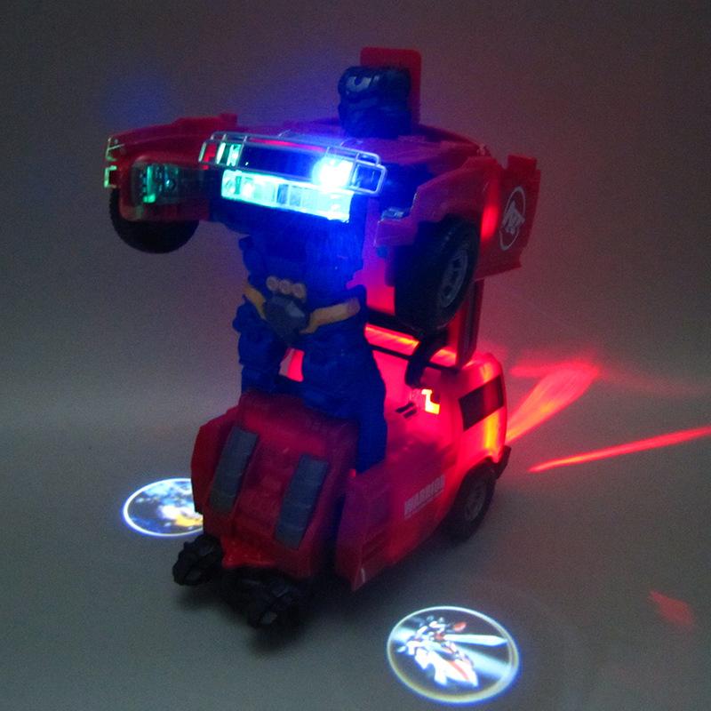 Electric Universal Deformation Car 3D Projection With Music Light Deformation Robot Model Toy Car