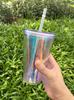 not predrilled 480ml 16oz clear plastic snow globe tumbler snow globe cup with straw and lid