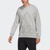 Adidas Big Logo Print Casual Sports Sweatshirt Men Tops Light-Grey HB5087