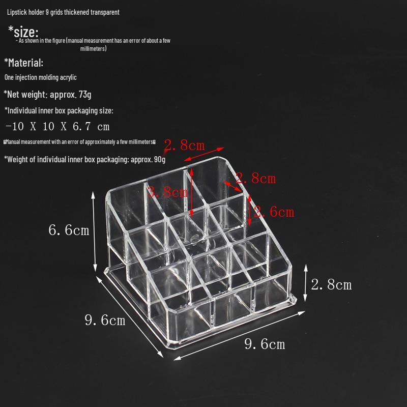 Multi-Grid Transparent Lipstick Holder Storage Display for Beauty Cosmetics