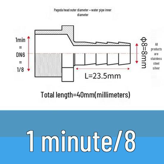 304 Stainless Steel Hex Male Thread Pagoda Fitting for Water/Air Hose